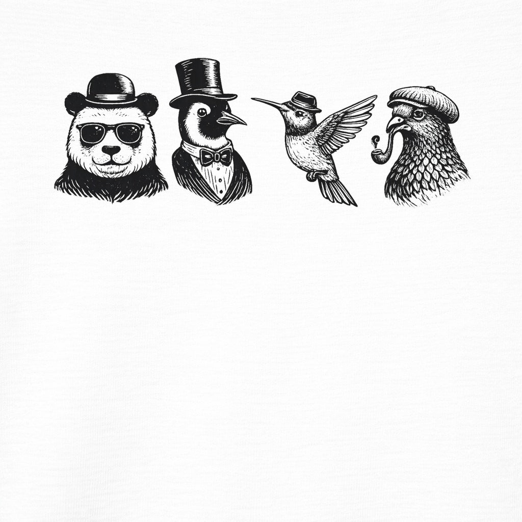 Panda Penguin Hummingbird Pigeon Graphic Tee