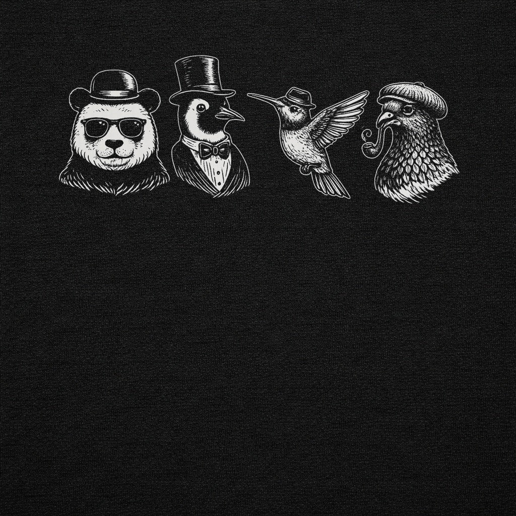 Panda Penguin Hummingbird Pigeon Graphic Tee